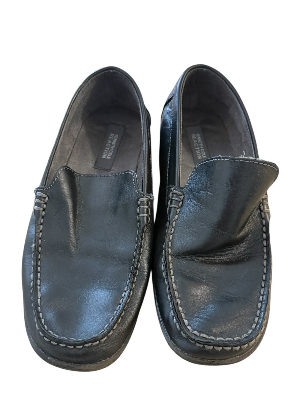 Kenneth Cole Reaction Black Leather Driving Loafer Size 7 - Comfort Slip-On
